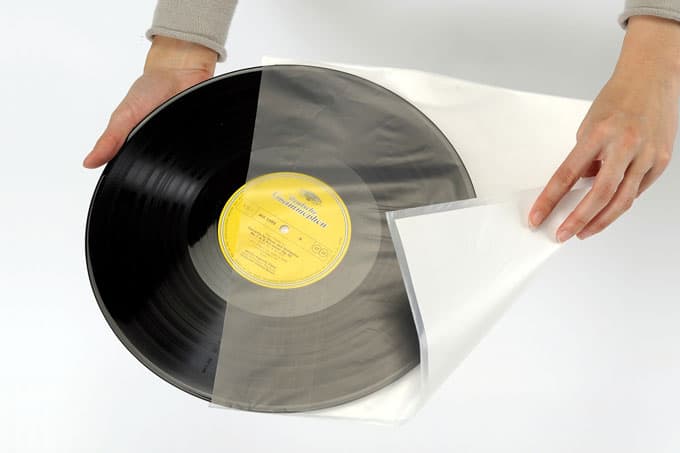 LPレコード内袋 ポリ製 半透明 台紙入り 100枚セット