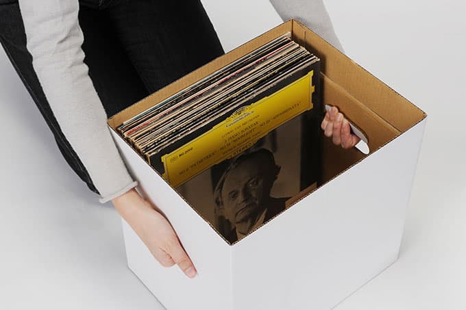 LPレコード用 段ボール箱 蓋付き 白 5箱セット