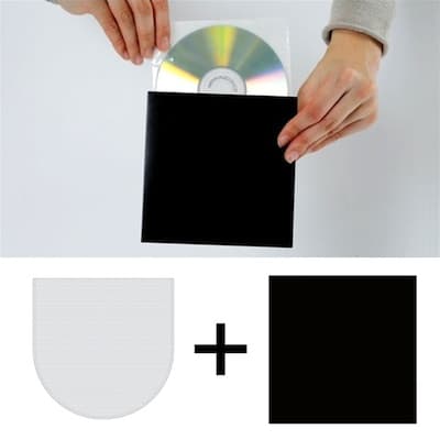 CD紙ジャケット 厚紙製 黒＋不織布内袋 100組セット