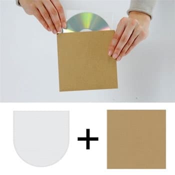 CD紙ジャケット 厚紙製 クラフト茶（再生紙）＋不織布内袋 50組セット