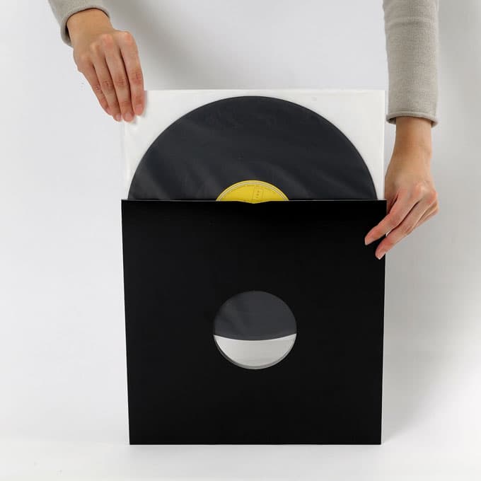 LPレコードジャケット 特厚紙製 両穴 黒 50枚セット|メディアパッケージ