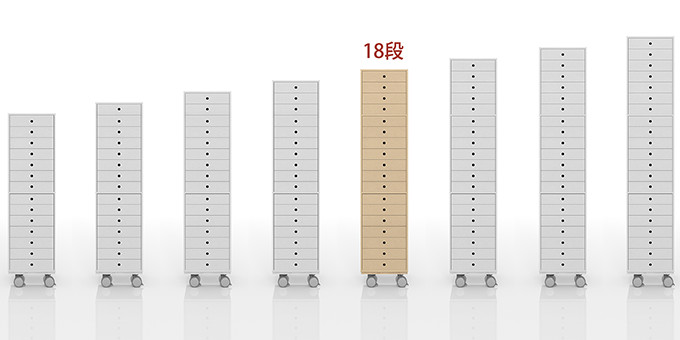 A4書類引き出し収納 18段 キャスターベースセット