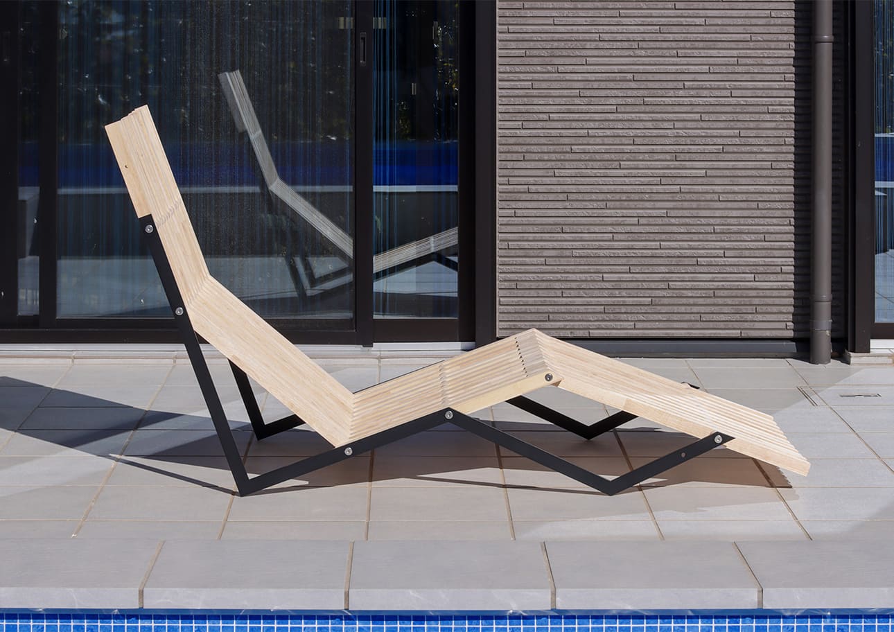 EXA シェーズロング 木製 椅子 アウトドアチェア 屋外チェア