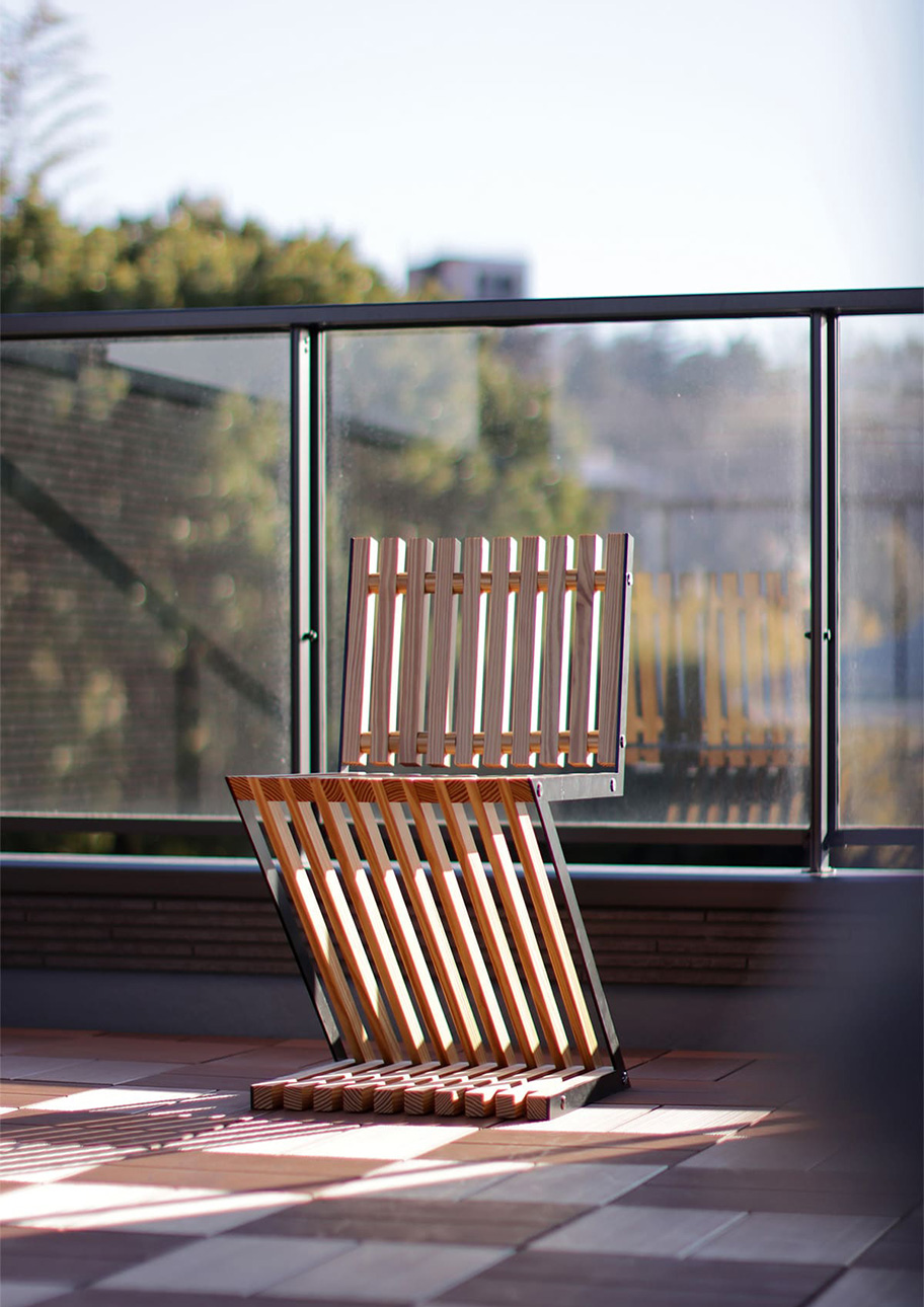 EXA ジグザグチェア 木製 椅子 アウトドアチェア 屋外チェア