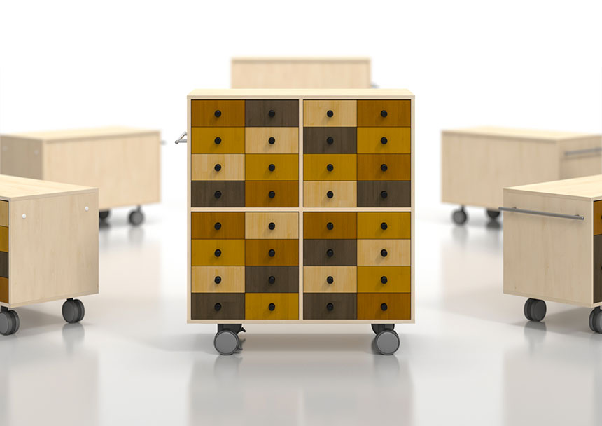 キャスター付きカラーチェスト