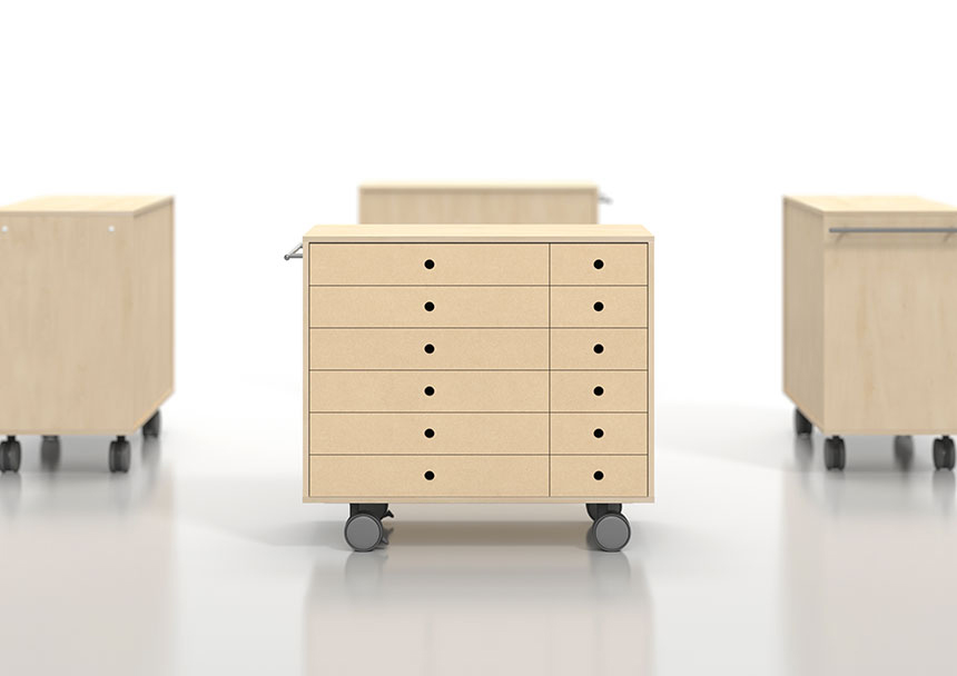 キャスター付き収納カート ミドルタイプ