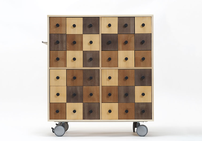 キャスター付き小物チェスト 6列