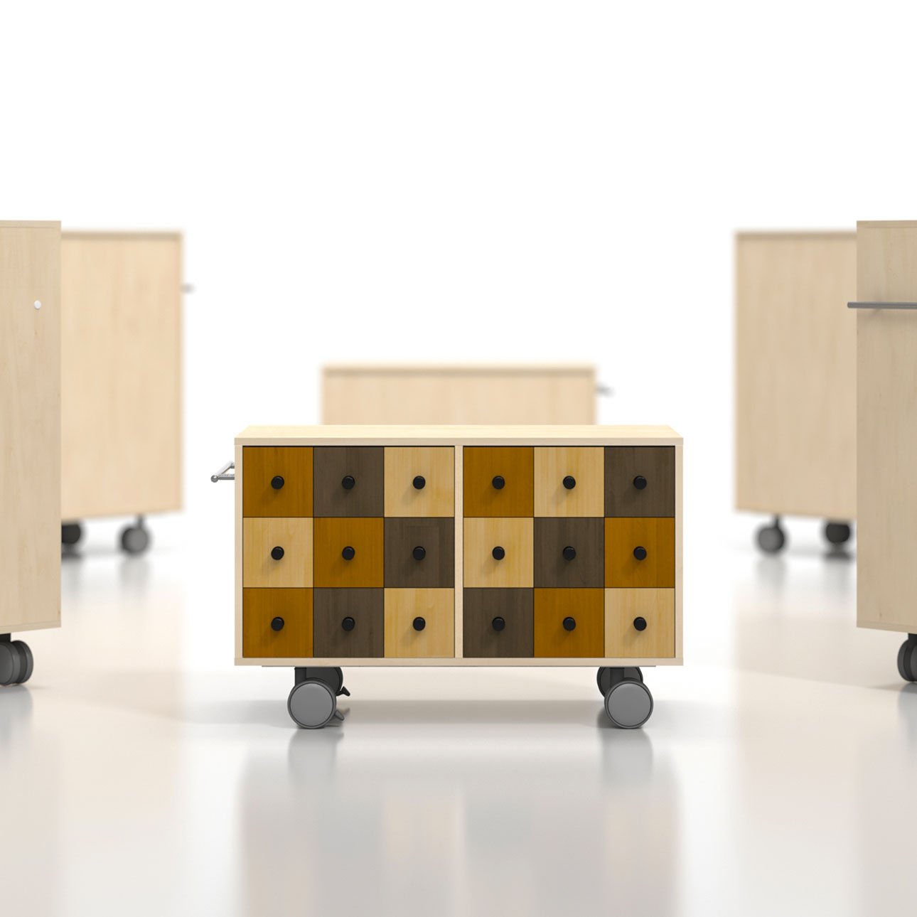 Storage Cart  キャスター付き収納カート 小物チェスト 3段×6列 ロータイプ