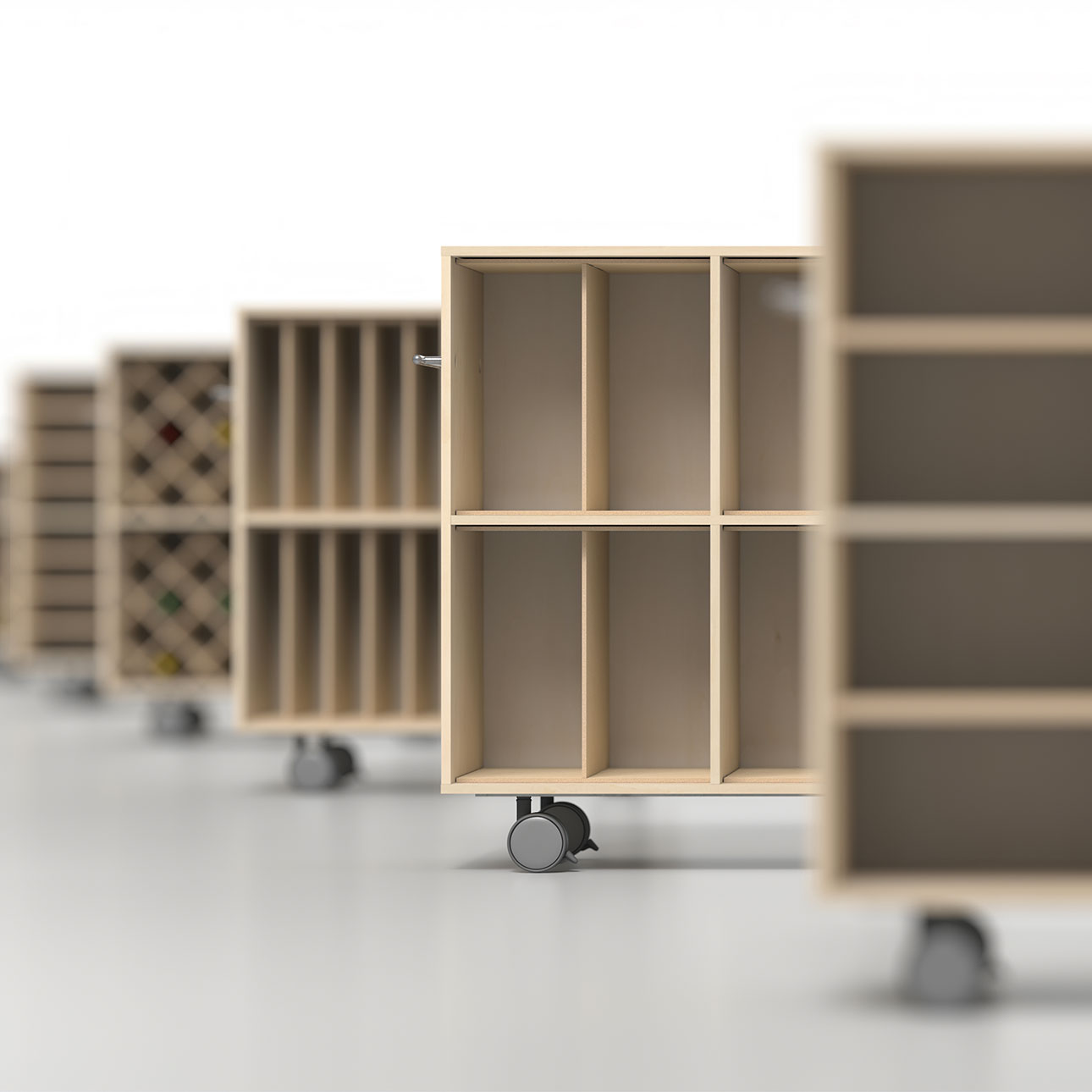 Storage Cart  キャスター付き収納カート  パーティションインナー レコード収納カート 仕切り付き 2列