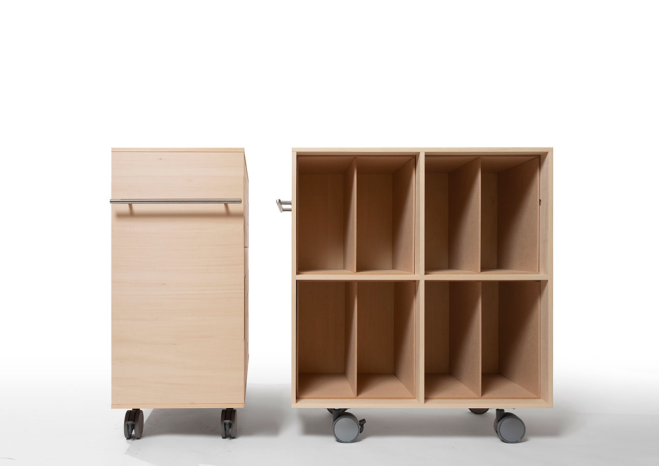 Storage Cart  キャスター付き収納カート  パーティションインナー レコード収納カート 仕切り付き 2列