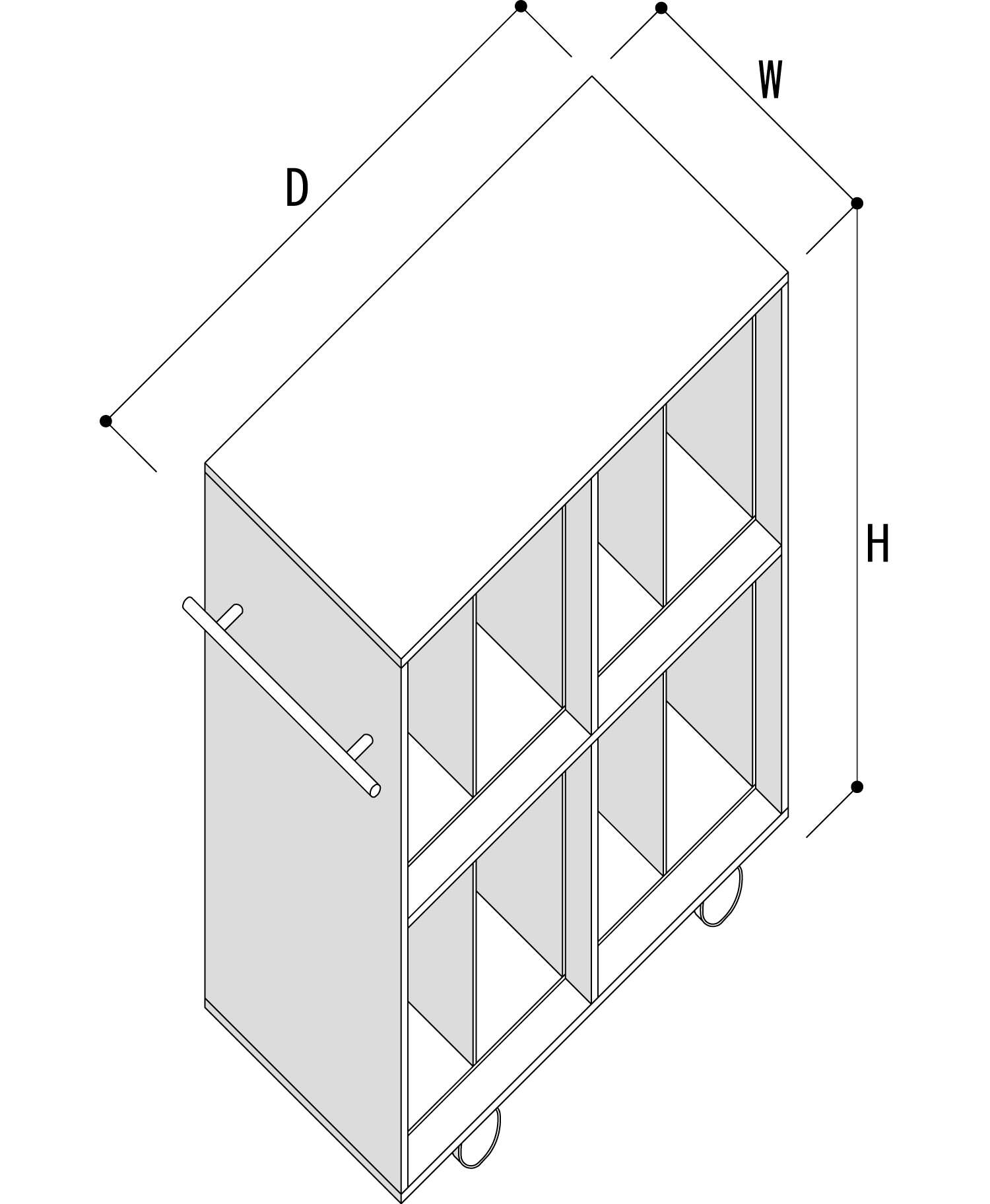 Storage Cart  キャスター付き収納カート  パーティションインナー レコード収納カート 仕切り付き 2列
