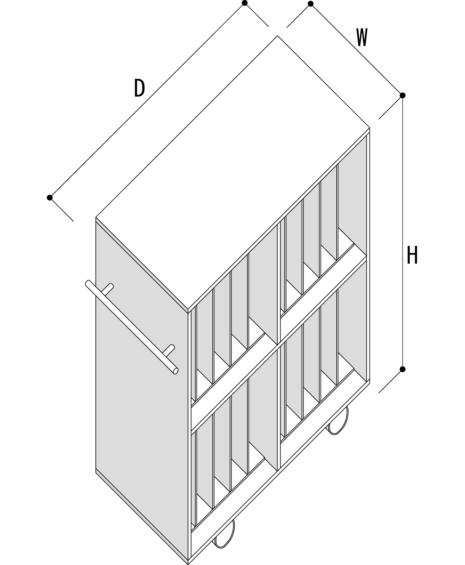 Storage Cart  キャスター付き収納カート  パーティションインナー レコード収納カート 仕切り付き 5列
