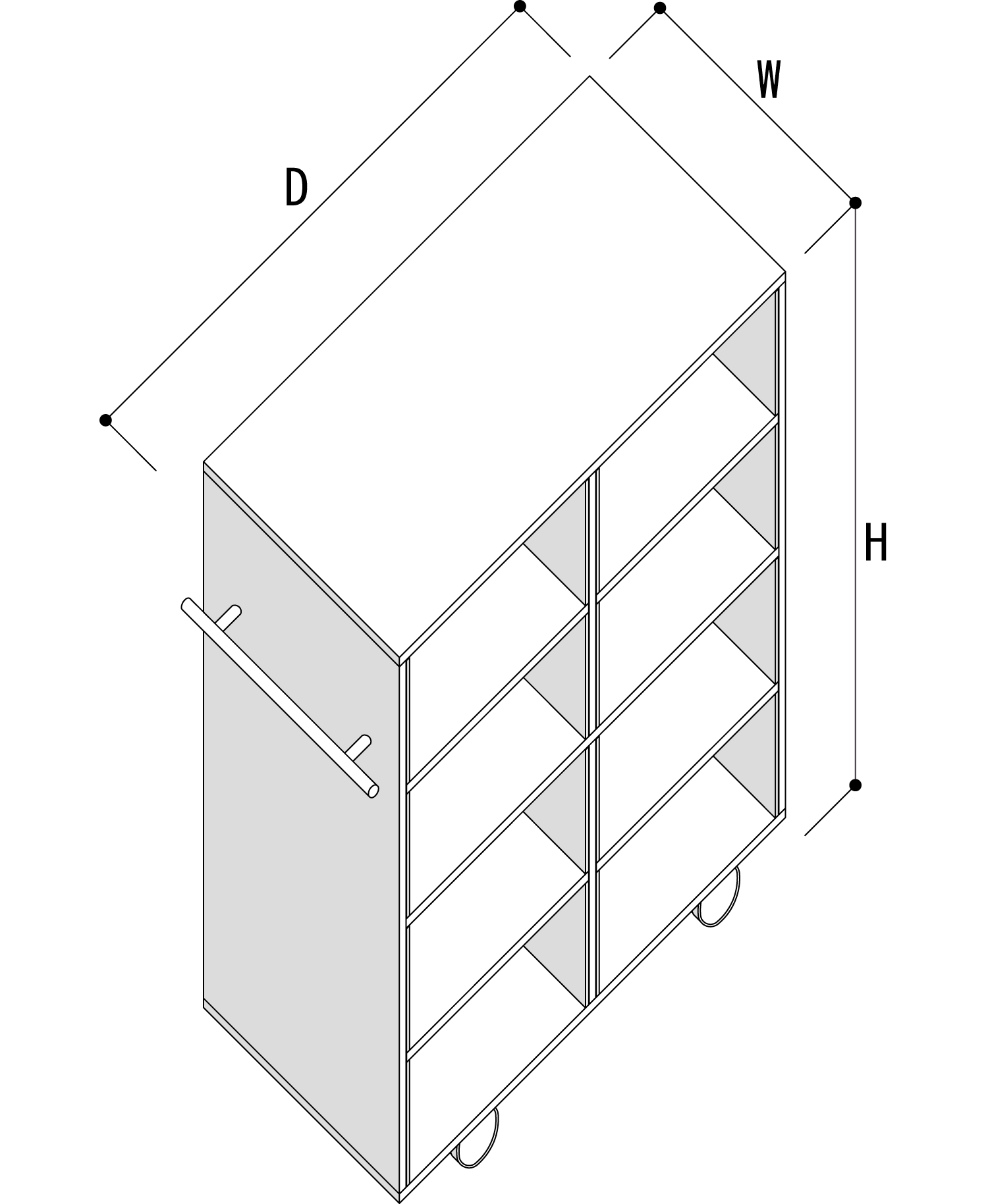 Storage Cart  キャスター付き収納カート  パーティションインナー A4書類・ファイル収納カート 2段