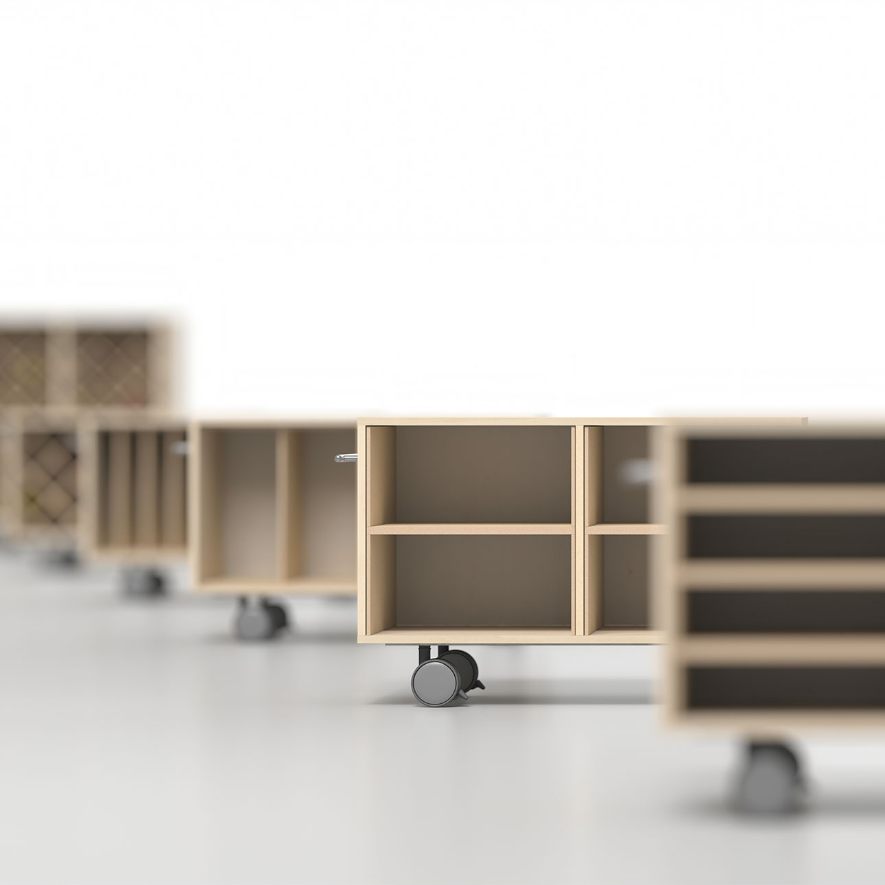 Storage Cart  キャスター付き収納カート  パーティションインナー A4書類・ファイル収納カート 2段 ロータイプ