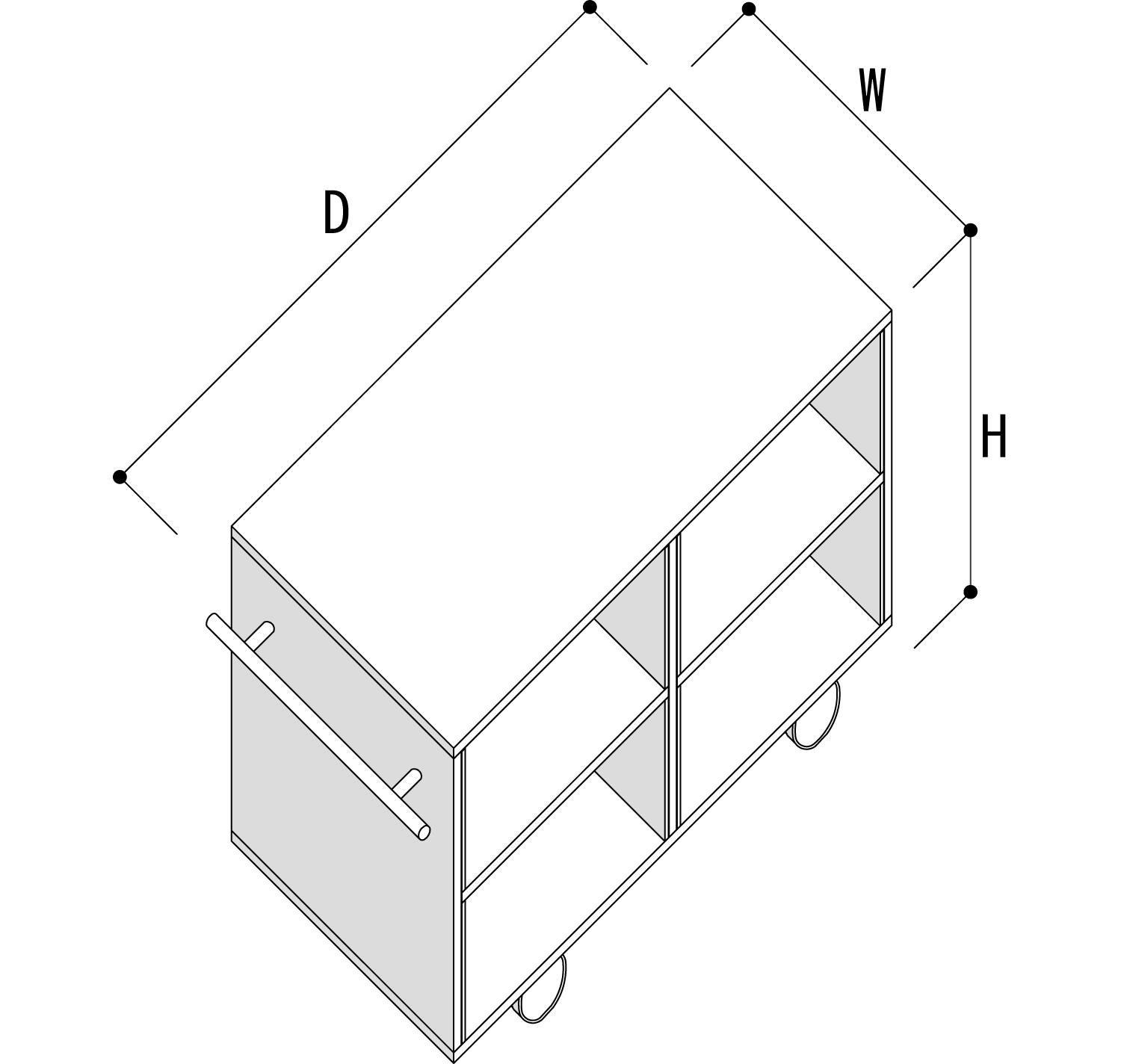 Storage Cart  キャスター付き収納カート  パーティションインナー A4書類・ファイル収納カート 2段 ロータイプ