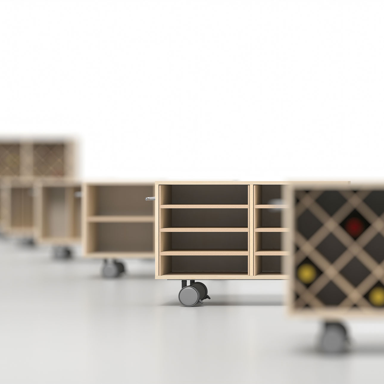 Storage Cart  キャスター付き収納カート  パーティションインナー A4書類・ファイル収納カート 4段 ロータイプ