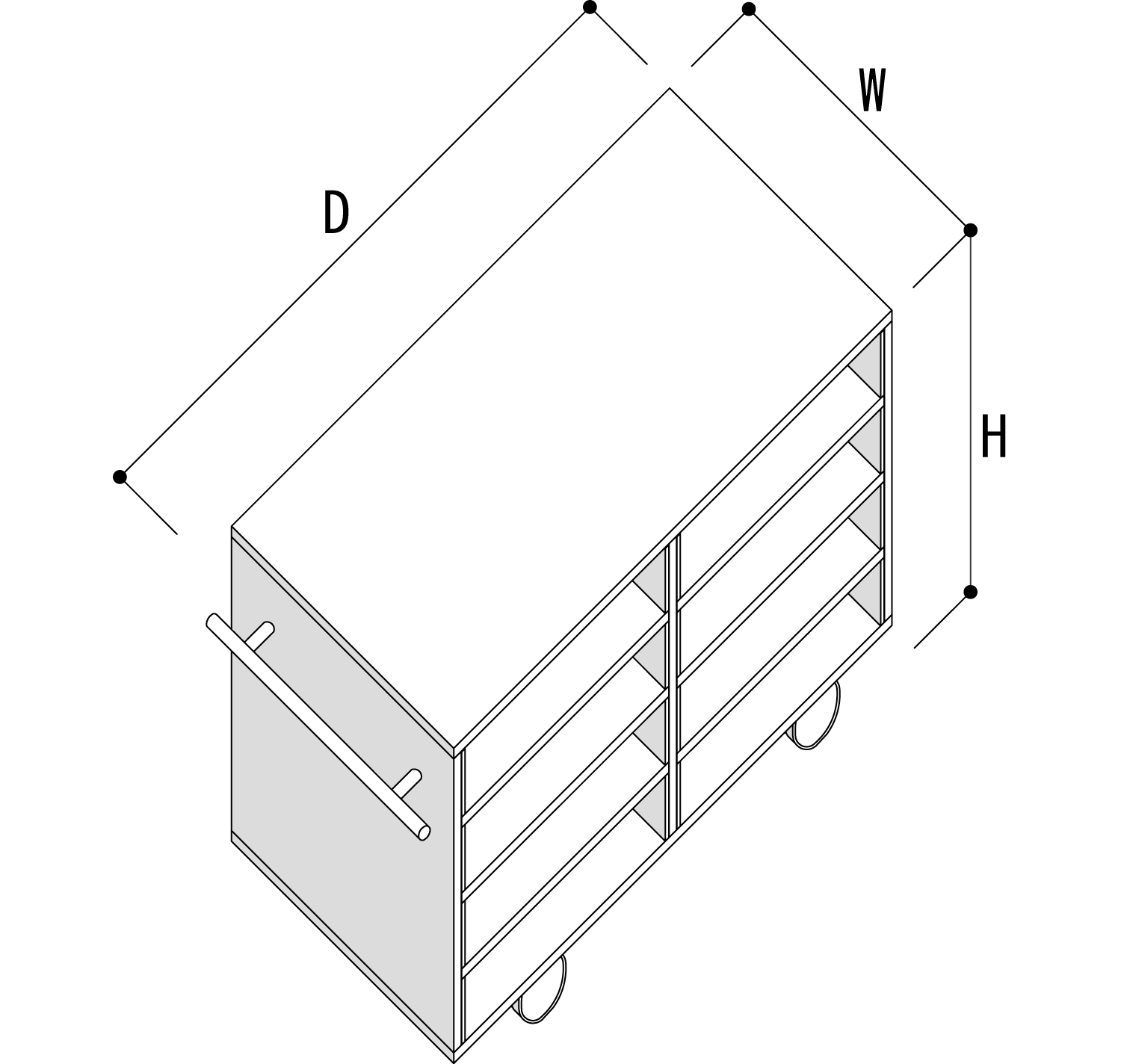 Storage Cart  キャスター付き収納カート  パーティションインナー A4書類・ファイル収納カート 4段 ロータイプ