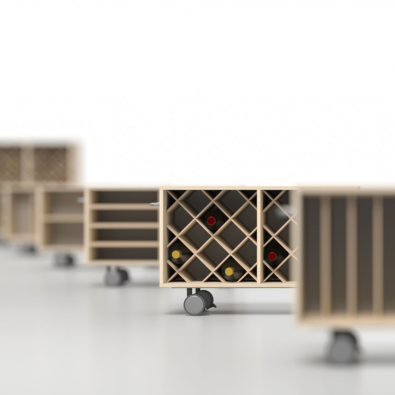 Storage Cart  キャスター付き収納カート  パーティションインナー ワイン収納カート ロータイプ