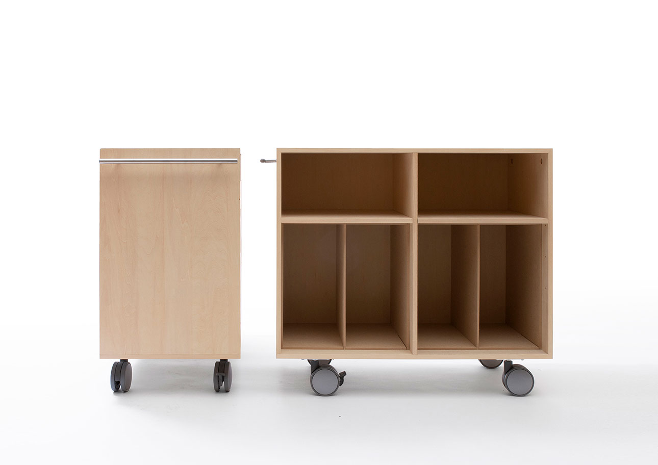 Storage Cart キャスター付き収納カート パーティションインナー レコード収納カート 仕切り付き 2列 ミドルタイプ