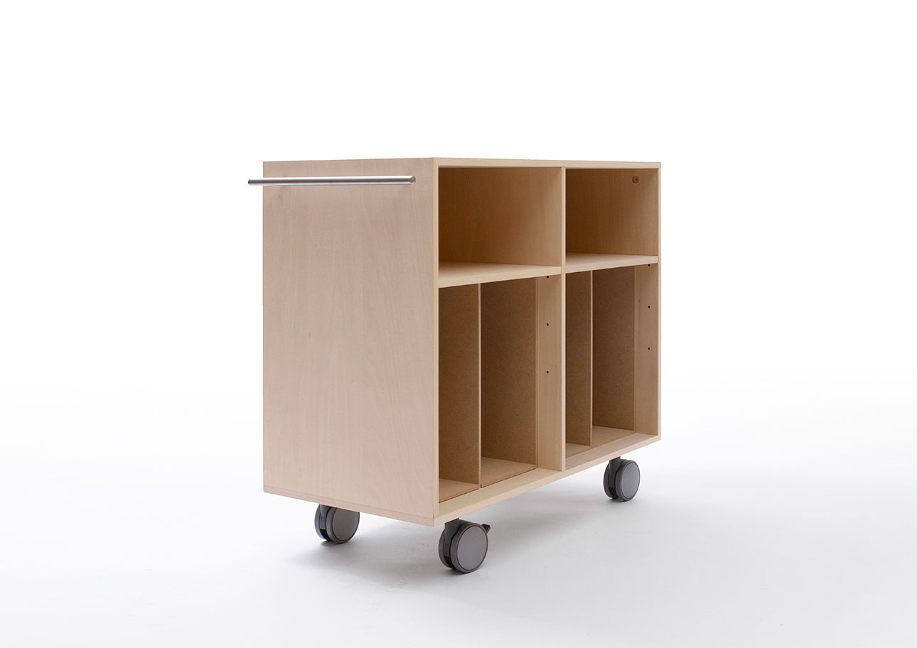 Storage Cart キャスター付き収納カート パーティションインナー レコード収納カート 仕切り付き 2列 ミドルタイプ