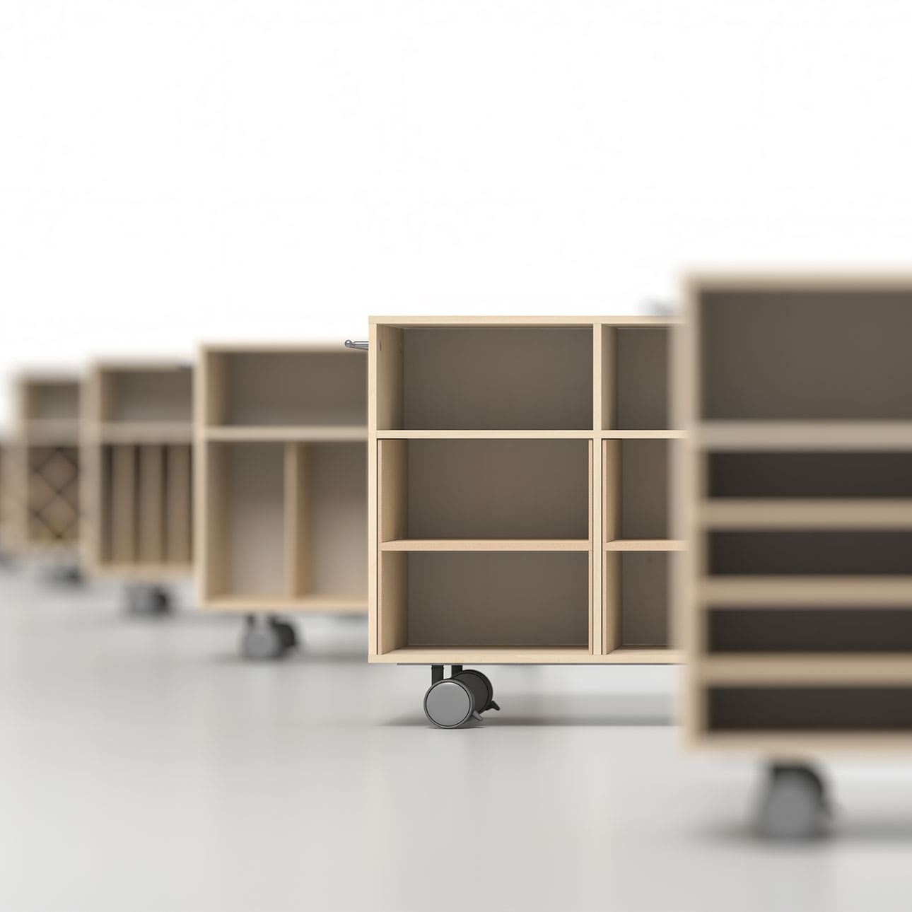 Storage Cart キャスター付き収納カート パーティションインナー A4書類・ファイル収納カート 2段 ミドルタイプ