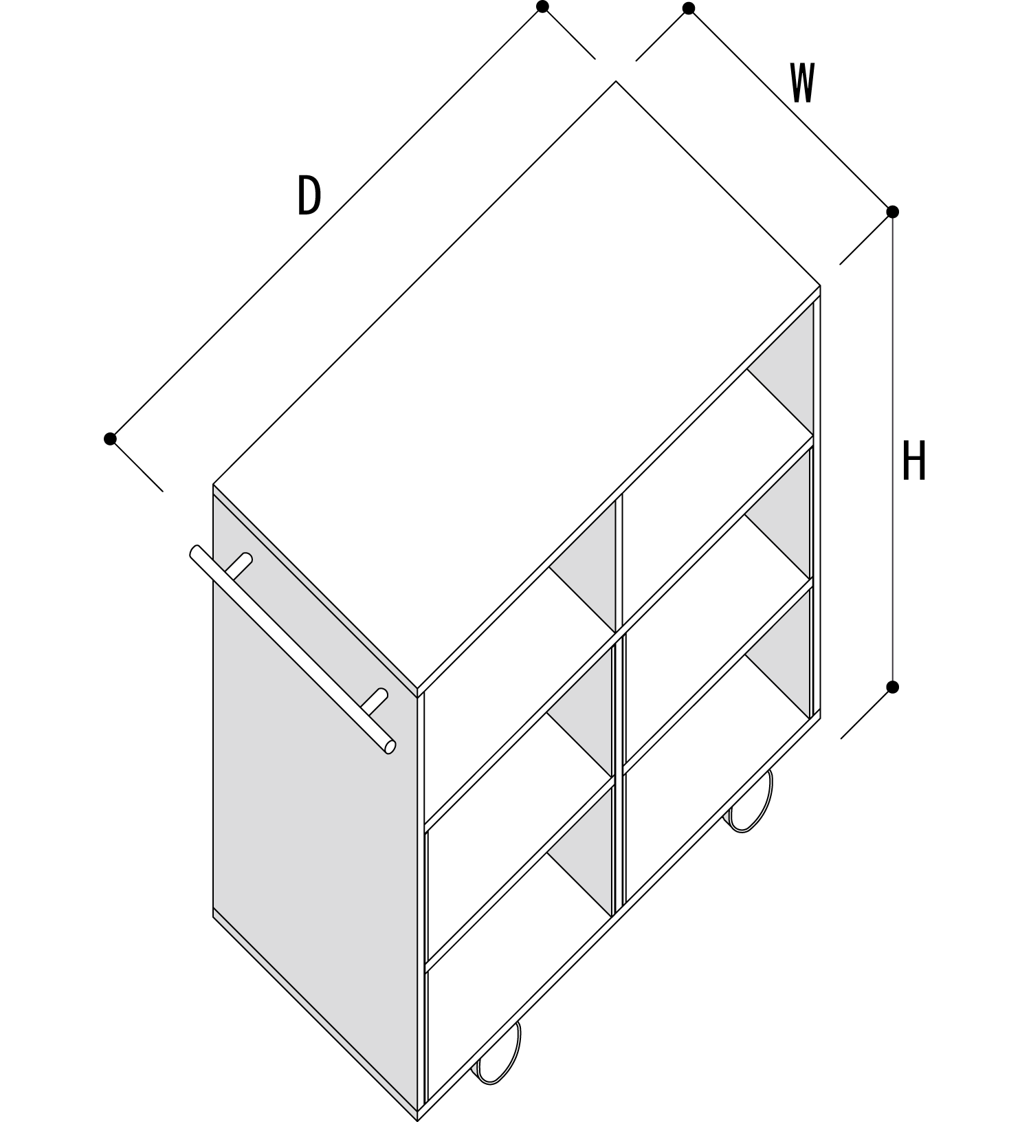 Storage Cart  キャスター付き収納カート  パーティションインナー A4書類・ファイル収納カート 2段 ミドルタイプ