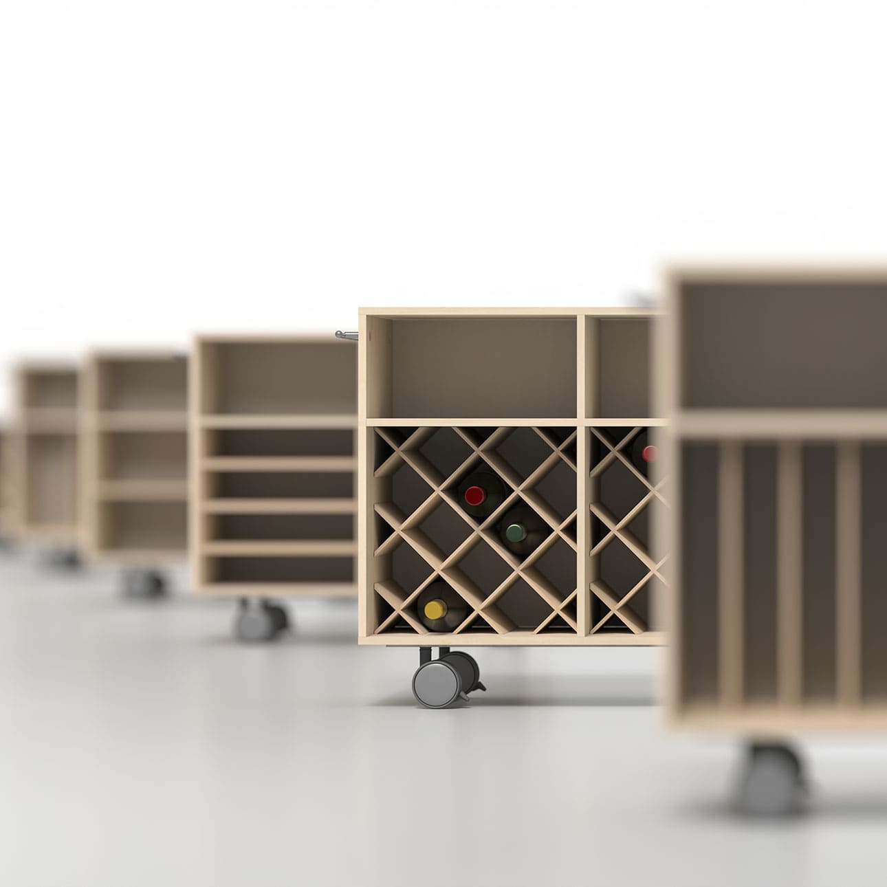 Storage Cart  キャスター付き収納カート  パーティションインナー ワイン収納カート ミドルタイプ