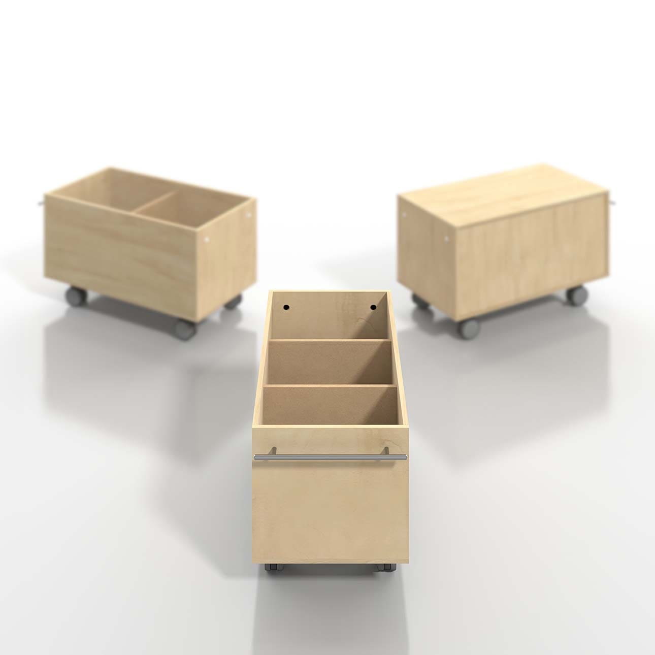 Storage Cart  キャスター付き収納カート  ロータイプ  LPレコード収納カート（上部開放）3コマタイプ