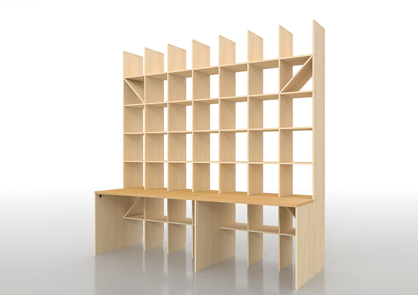 カウンター付き本棚 奥行350mm