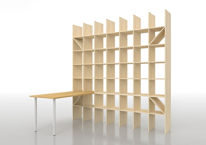 デスク付き本棚 奥行350mm