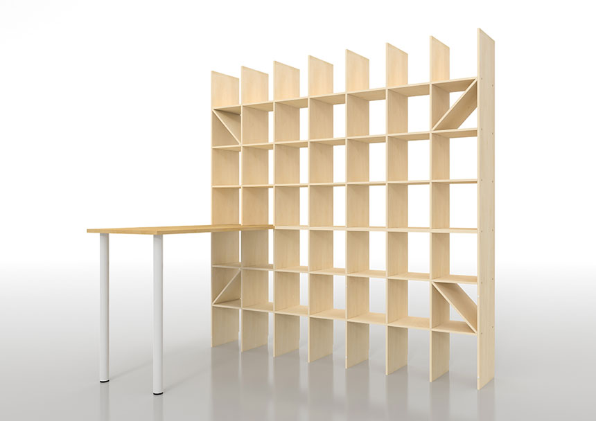 スタンディングデスク付き本棚 奥行350mm