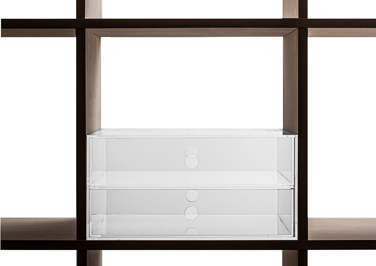 Shelf アクリル A4書類収納引き出し 2段（本棚 奥行350mm専用）