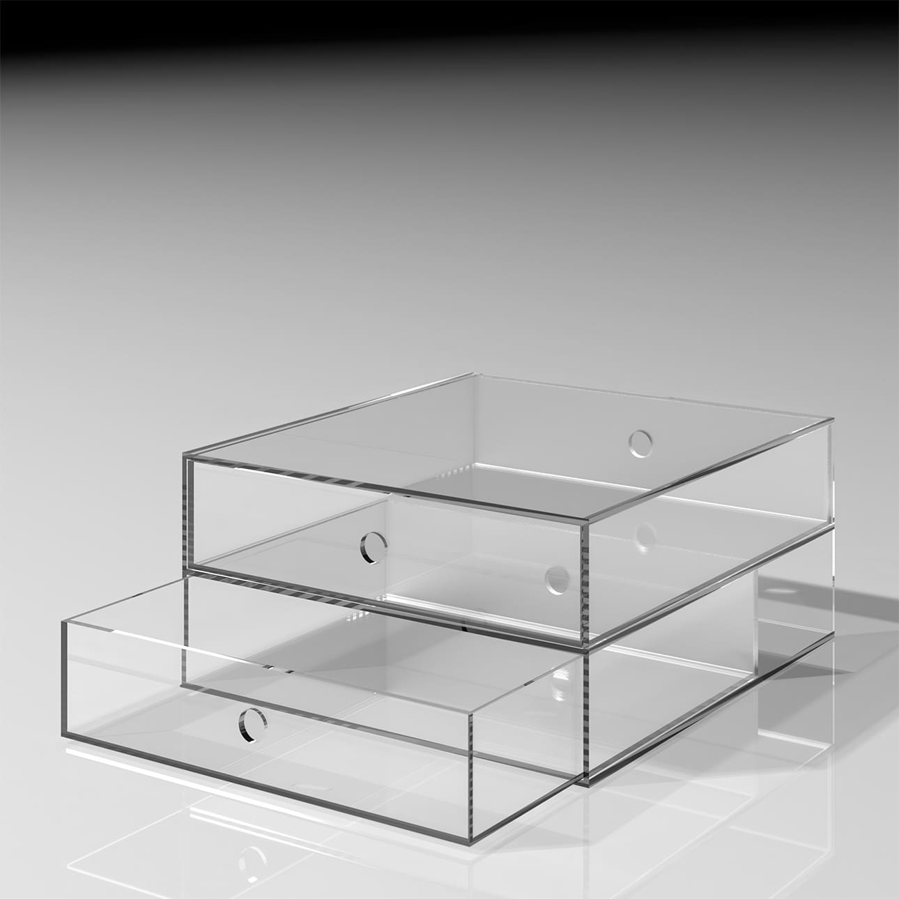 Shelf アクリル A4書類収納引き出し 2段（本棚 奥行350mm専用）