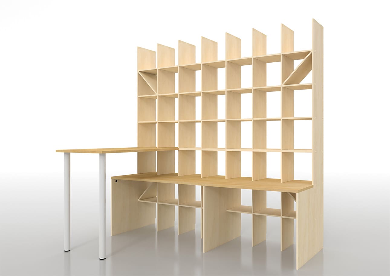 Shelf スタンディングデスク+カウンター付き本棚 奥行350mm 縦7コマ×横7コマ