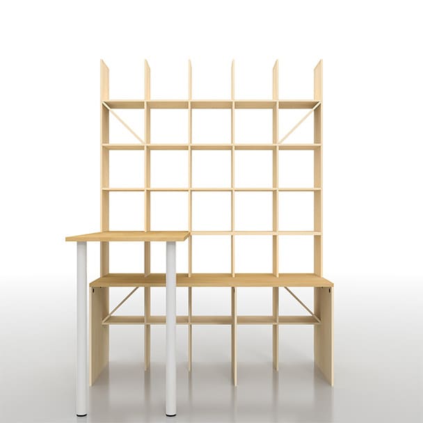 SLF-AR-1800-2400-COUNTER-STG スタンディングデスク+カウンター付き本棚 奥行350mm 縦7コマ×横5コマ