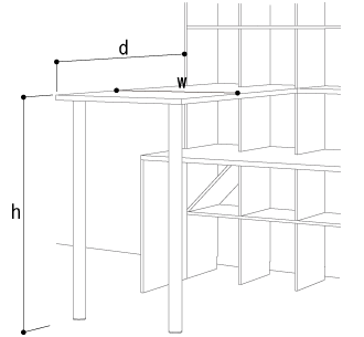 スタンディングデスク寸法 / Shelf スタンディングデスク付き本棚 奥行350mm