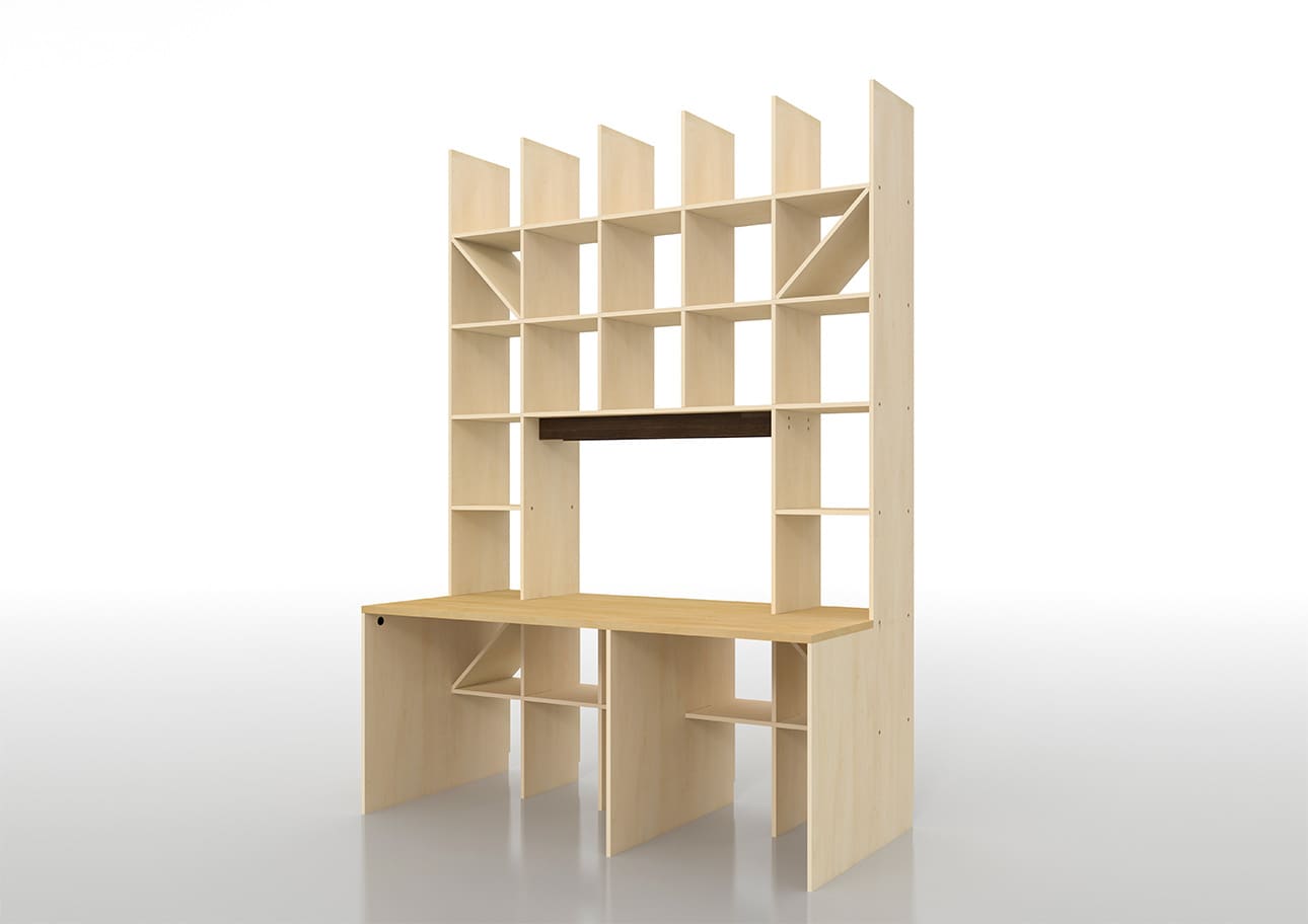 カウンター付き・開口部のある本棚 奥行350mm 縦7コマ×横5コマ 1-223|margherita（マルゲリータ）