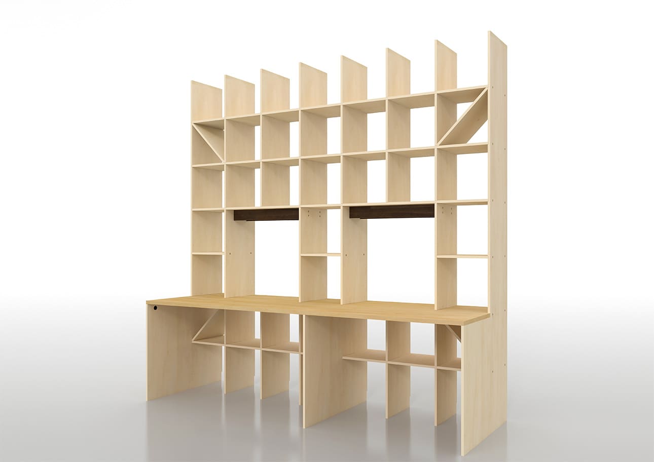 カウンター付き・開口部のある本棚 奥行350mm 縦7コマ×横7コマ 2-222|margherita（マルゲリータ）