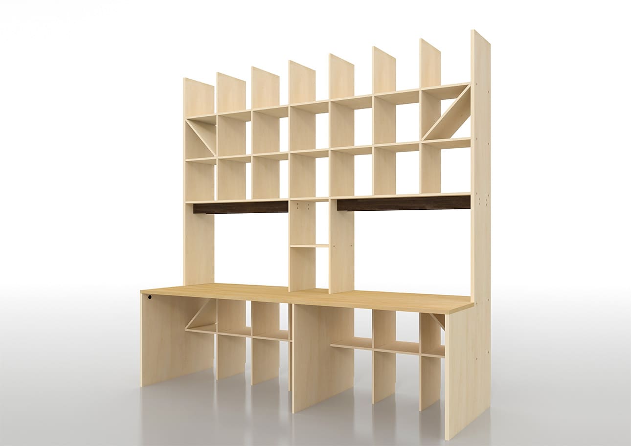 カウンター付き・開口部のある本棚 奥行350mm 縦7コマ×横7コマ 2-223|margherita（マルゲリータ）