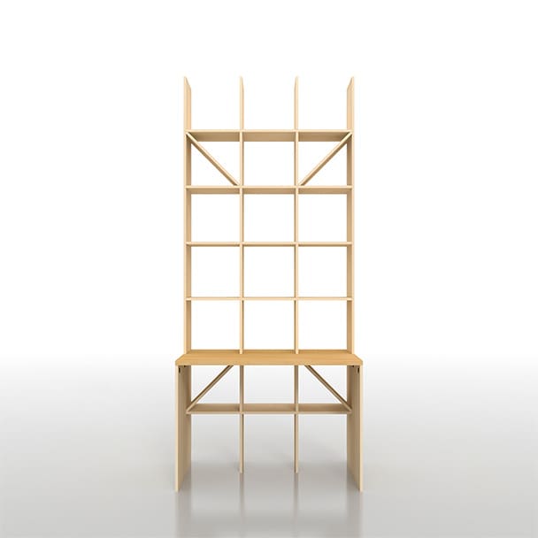 SLF-AR-1200-2400-EX-COUNTER カウンター付き本棚 奥行350mm 縦7コマ×横3コマ