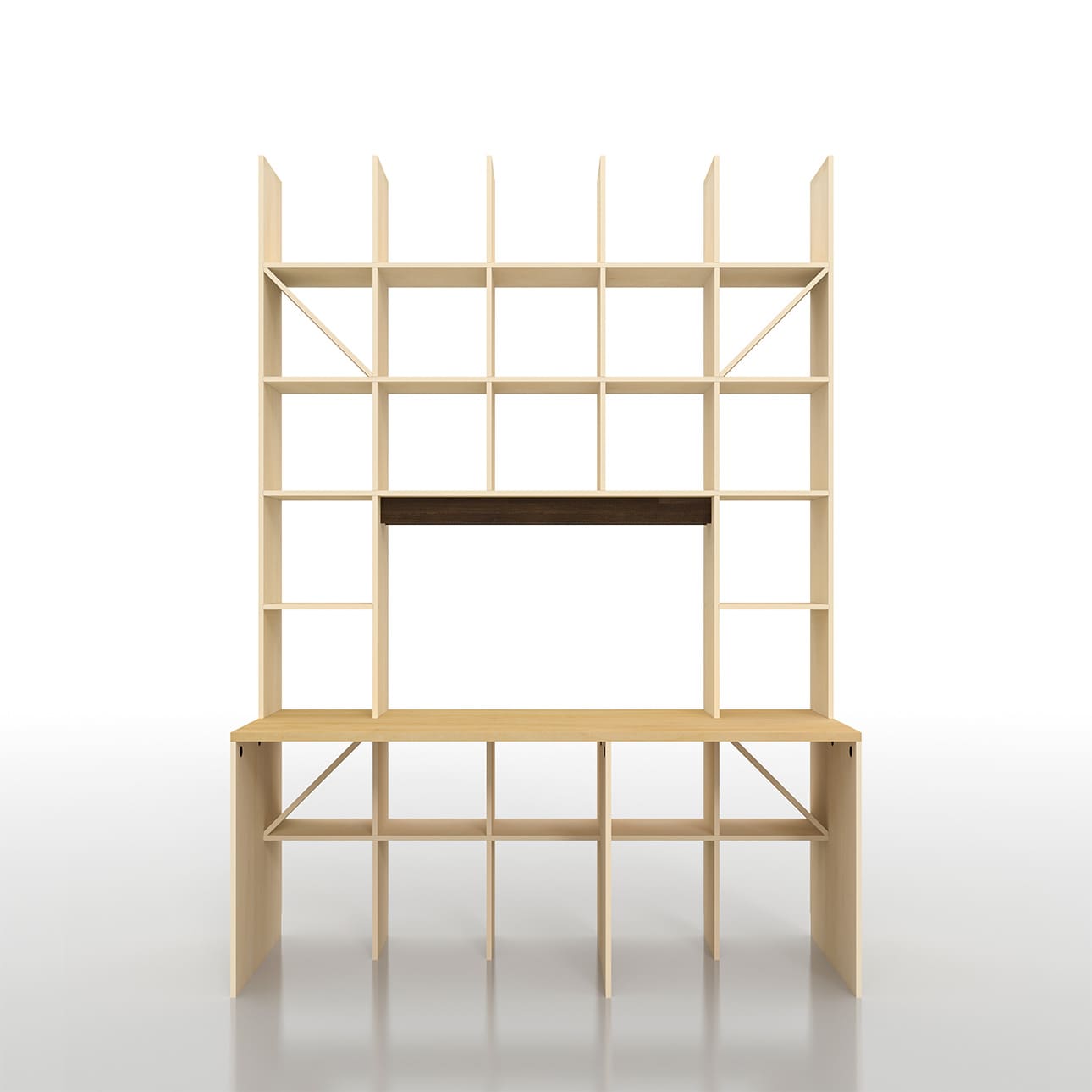 カウンター付き・開口部のある本棚 奥行350mm 縦7コマ×横5コマ 1-223|margherita（マルゲリータ）