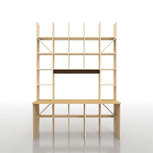 SLF-AR-1800-2400-COUNTER カウンター付き・開口部のある本棚 奥行350mm 縦7コマ×横5コマ 1-223