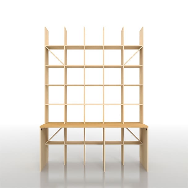 SLF-AR-1800-2400-EX-COUNTER カウンター付き本棚 奥行350mm 縦7コマ×横5コマ