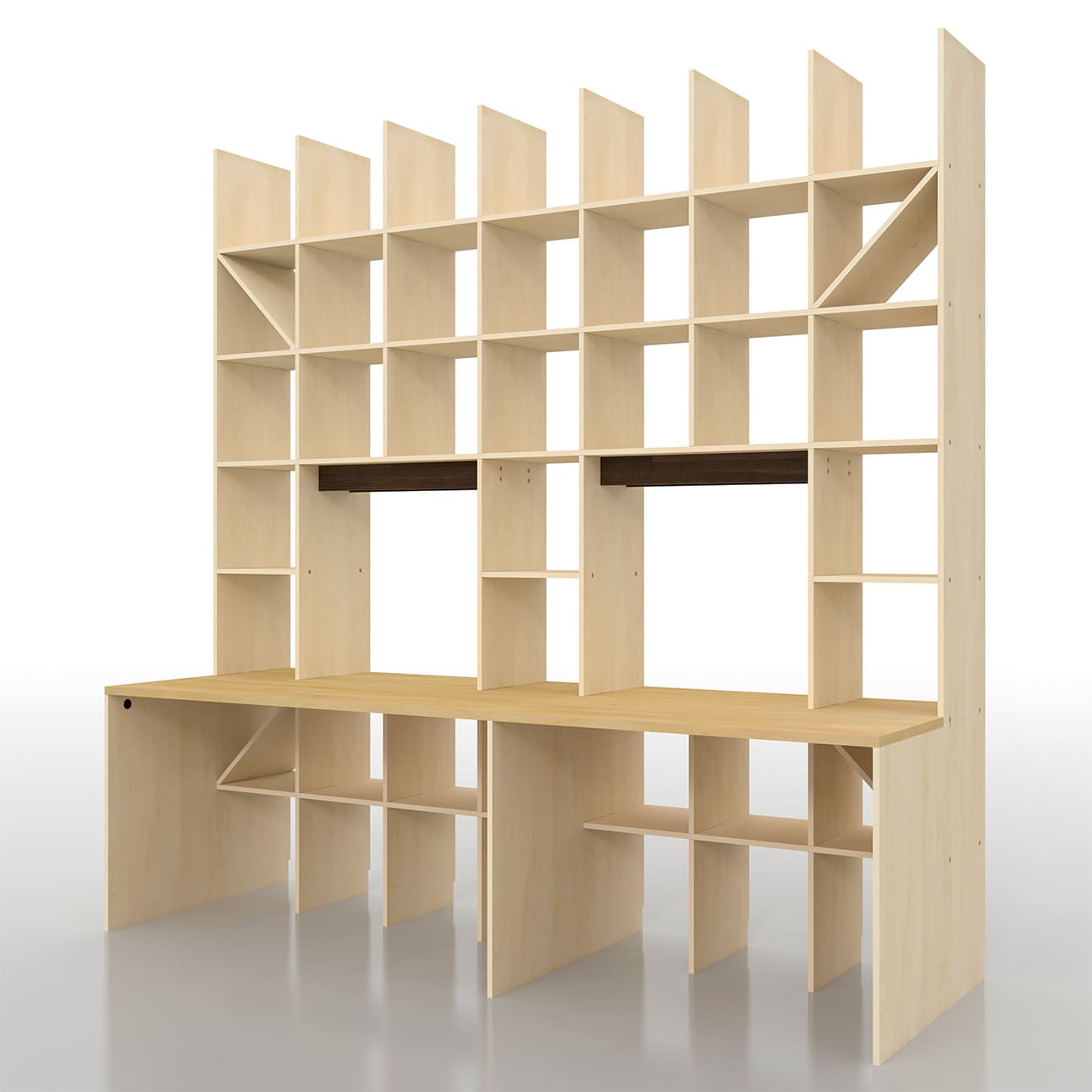 カウンター付き・開口部のある本棚 奥行350mm 縦7コマ×横7コマ 2-222|margherita（マルゲリータ）