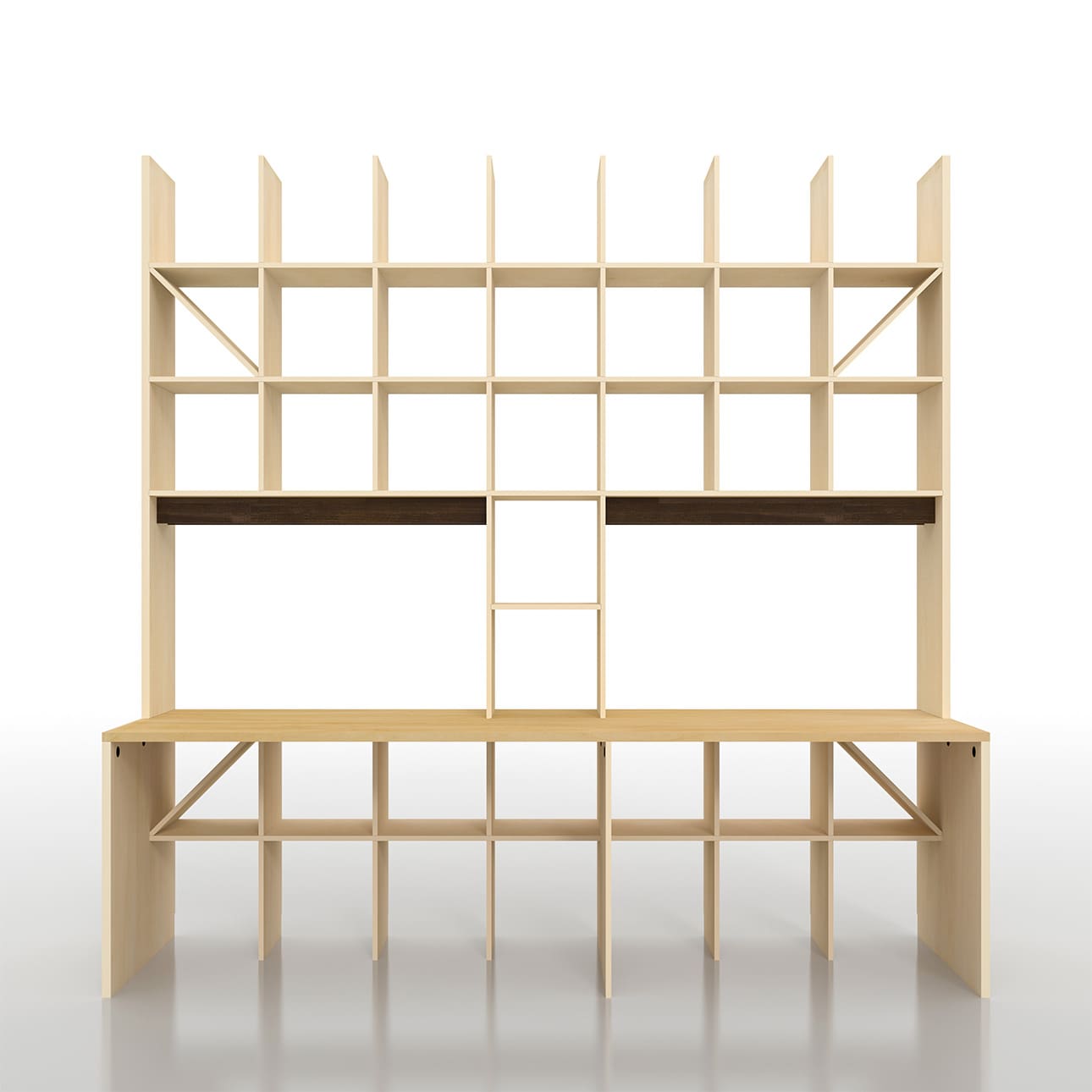 カウンター付き・開口部のある本棚 奥行350mm 縦7コマ×横7コマ 2-223|margherita（マルゲリータ）