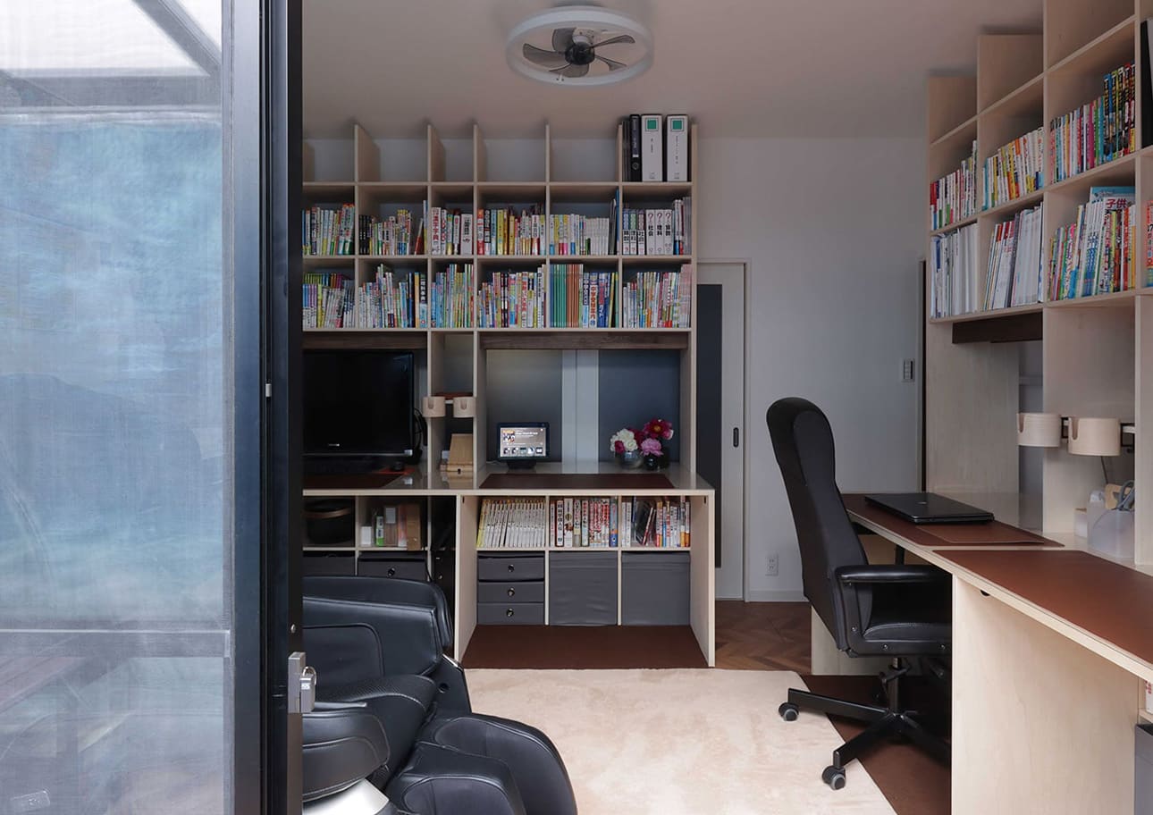 カウンター付き・開口部のある本棚 奥行350mm 縦7コマ×横7コマ 2-223|margherita（マルゲリータ）