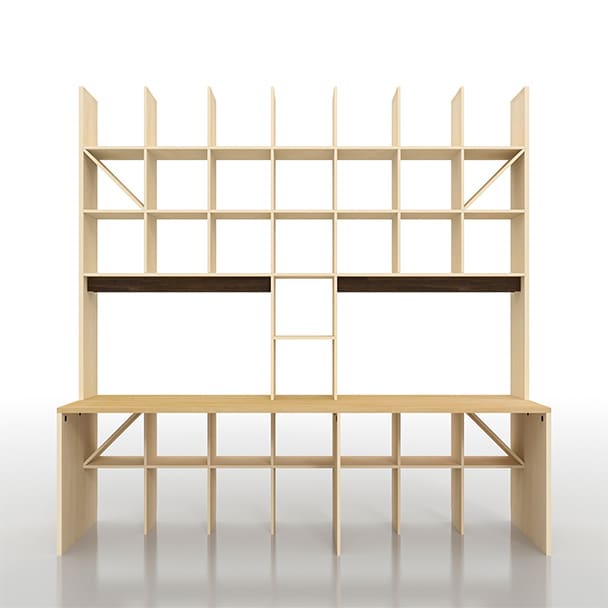 SLF-AR-2400-2400-COUNTER カウンター付き・開口部のある本棚 奥行350mm 縦7コマ×横7コマ 2-223