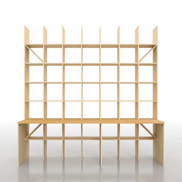 SLF-AR-2400-2400-EX-COUNTER カウンター付き本棚 奥行350mm 縦7コマ×横7コマ