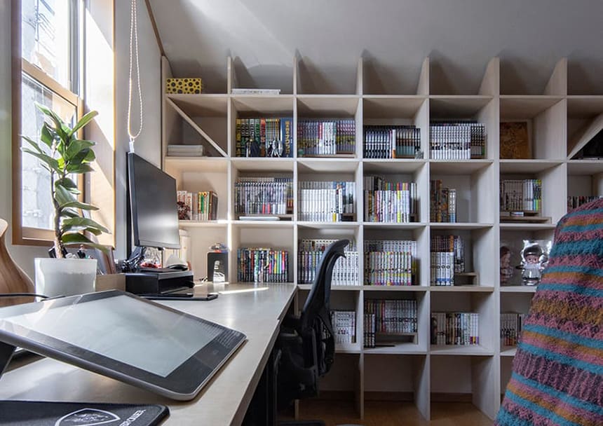 リフォーム工事なしで造作家具のような壁面収納を実現