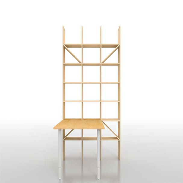 SLF-AR-1200-2400-EX-DESK デスク付き本棚 奥行350mm 縦7コマ×横3コマ